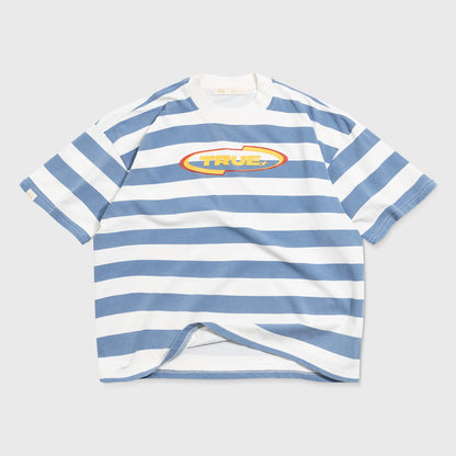 RACING STRIPES BOXY TEE BLUE - FRONT OF