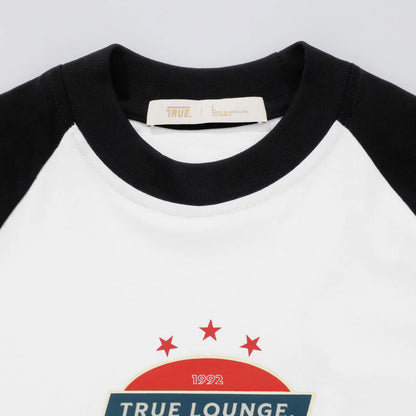 RETRO RANGLAN BOXY T-SHIRT WHITE/BLACK - FRONT OF.