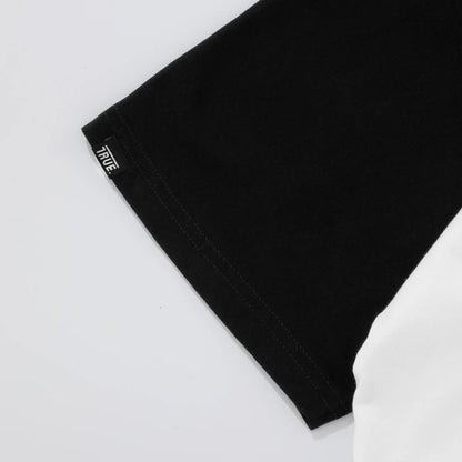 RETRO RANGLAN BOXY T-SHIRT WHITE/BLACK - FRONT OF.