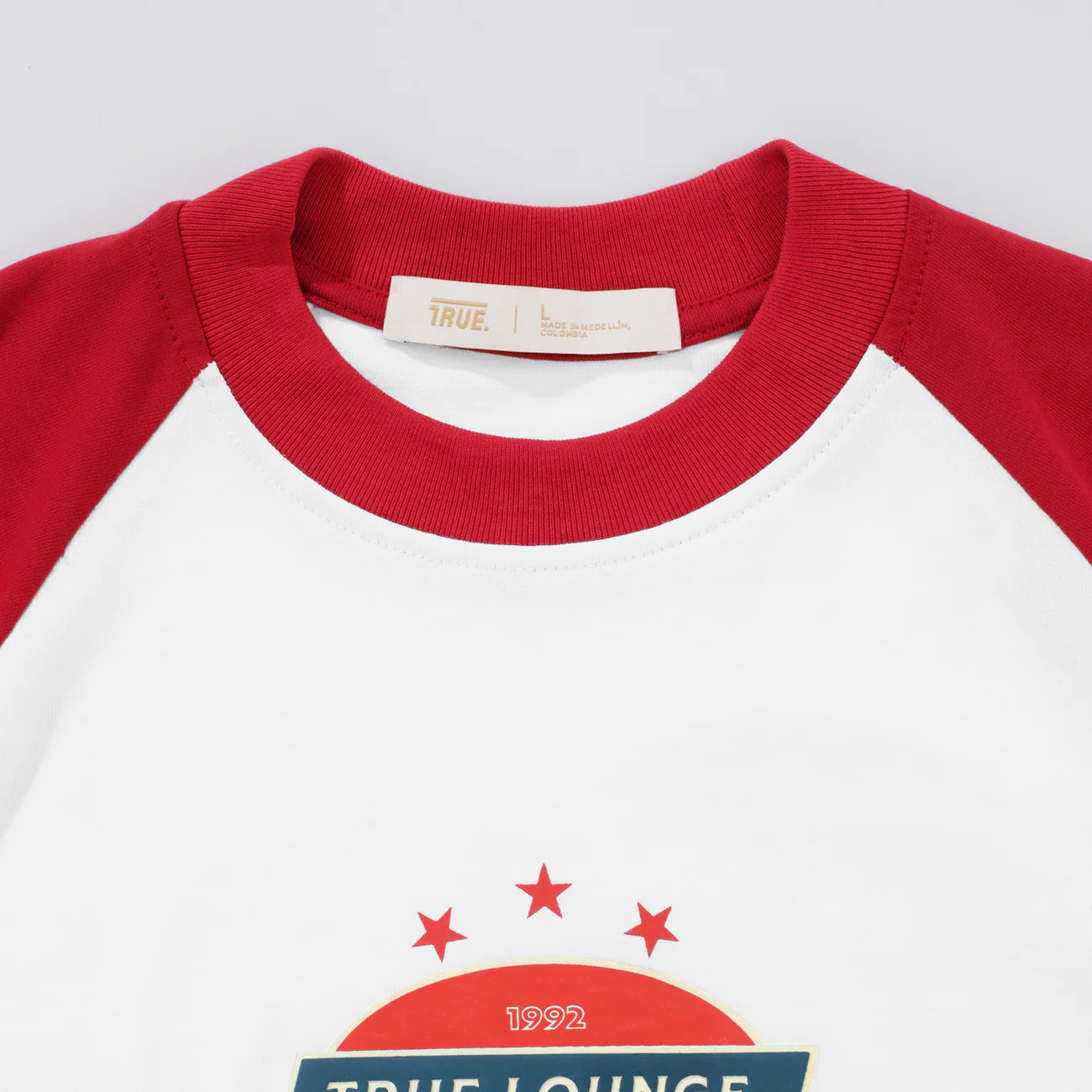 RETRO RANGLAN BOXY T-SHIRT WHITE/RED - FRONT OF.
