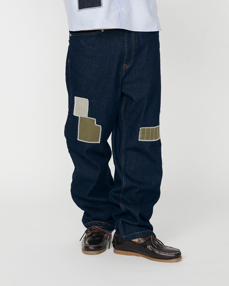 PANTALONES SASHIKO WANF DENIM - FRONT OF