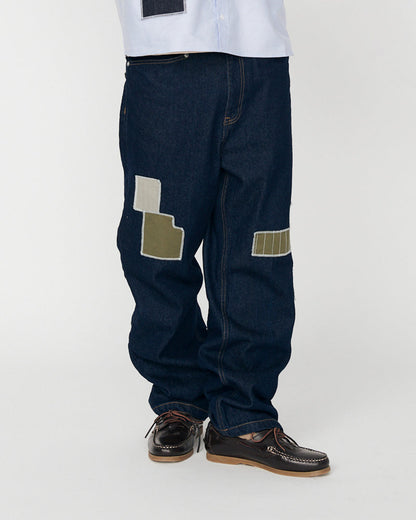 PANTALONES SASHIKO WANF DENIM - FRONT OF