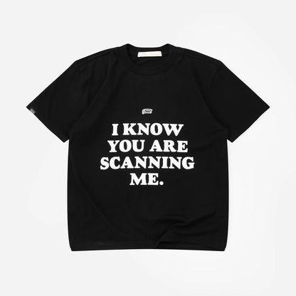 SCANNING CROPPED T-SHIRT BLACK - FRONT OF