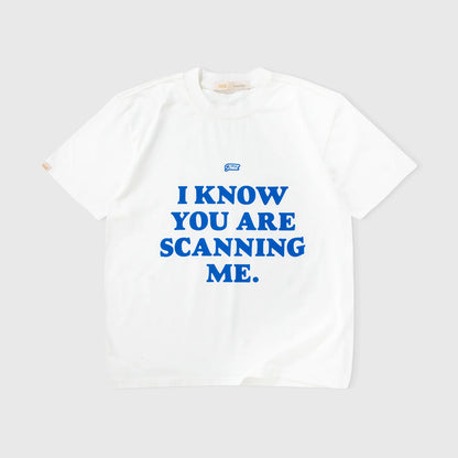 SCANNING CROPPED T-SHIRT CREAM - FRONT OF
