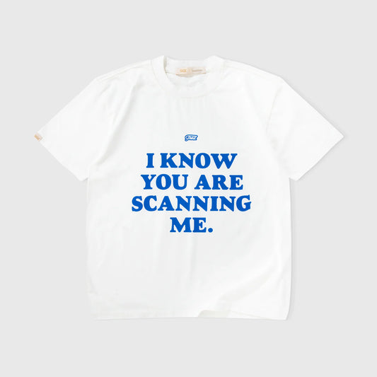 SCANNING CROPPED T-SHIRT CREAM - FRONT OF