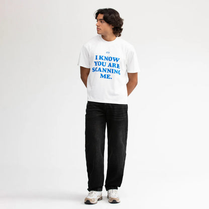 SCANNING CROPPED T-SHIRT CREAM - FRONT OF