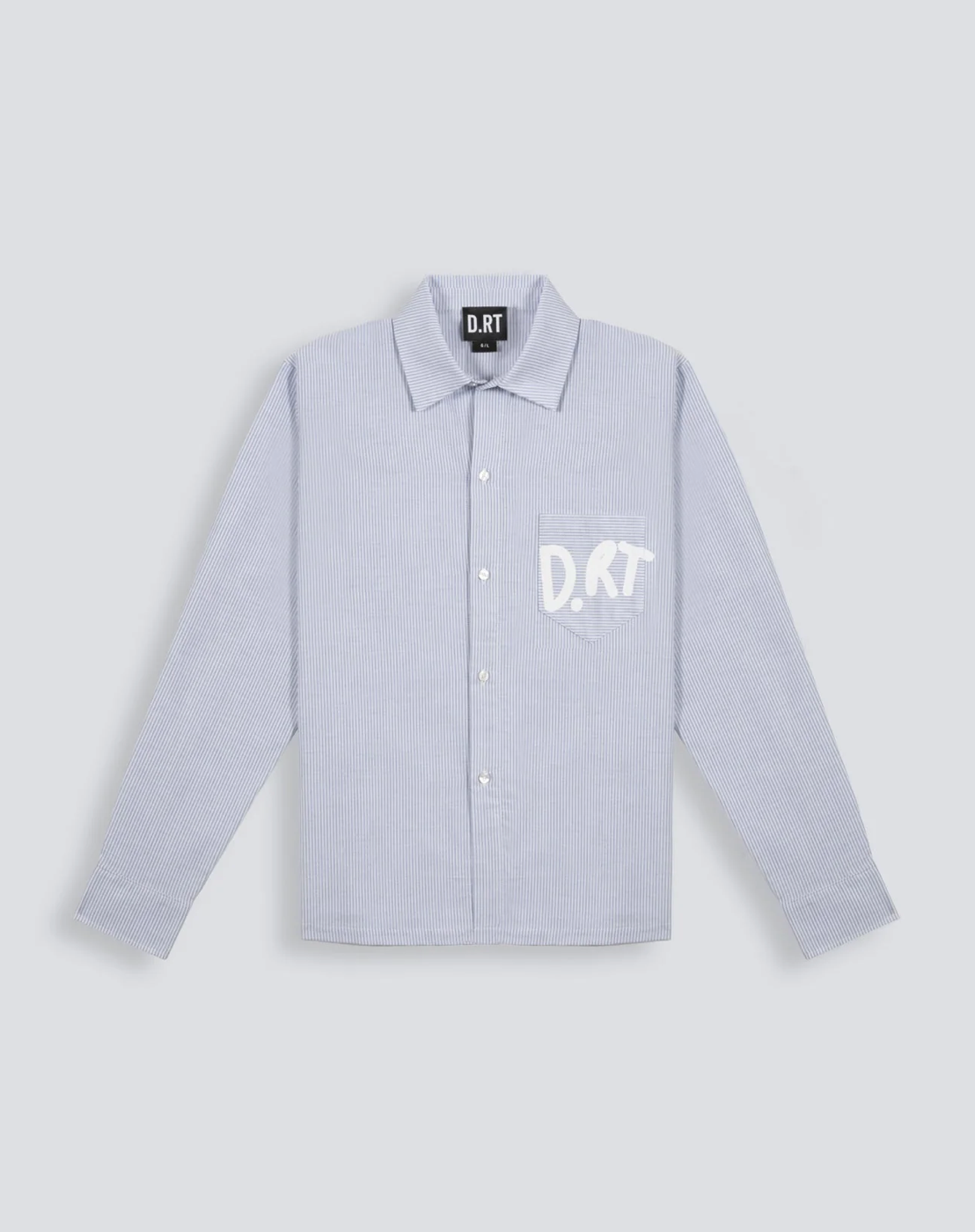 CAMISA DRT STRIPED OXFORD BLUE WHITE - FRONT OF