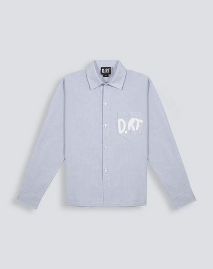 CAMISA DRT STRIPED OXFORD BLUE WHITE - FRONT OF