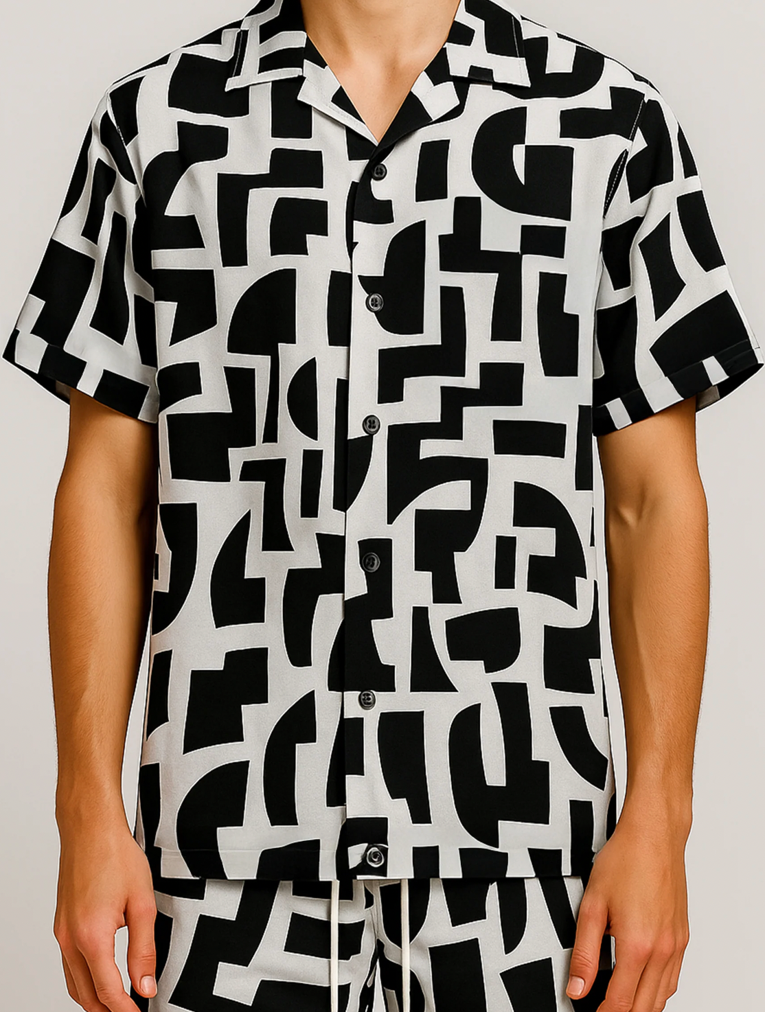 CAMISA DRT GEO BLACK AND WHITE - FRONT OF