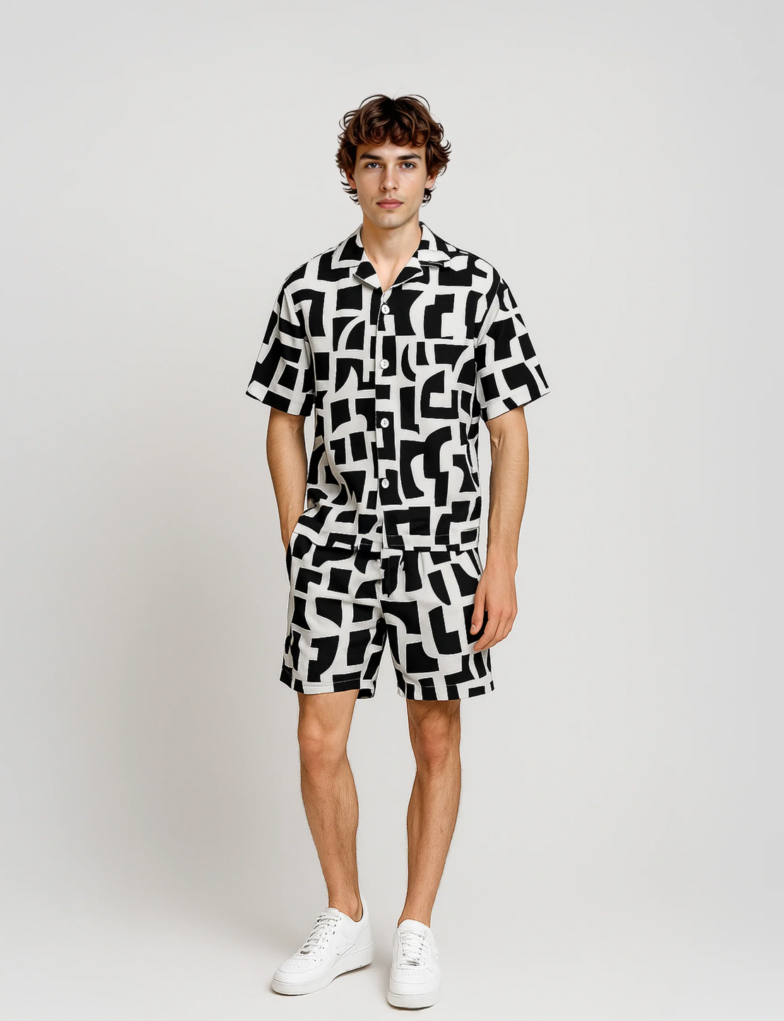 CAMISA DRT GEO BLACK AND WHITE - FRONT OF