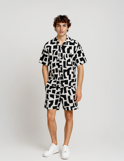 CAMISA DRT GEO BLACK AND WHITE - FRONT OF