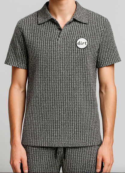 DRT VACAY POLO BLACK AND WHITE - FRONT OF