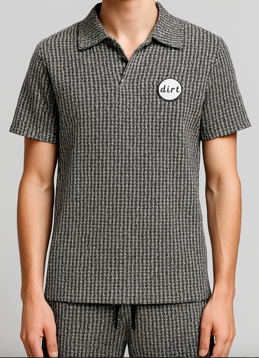 DRT VACAY POLO BLACK AND WHITE - FRONT OF