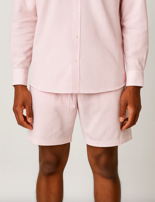 DRT STRIPED SHORT WHITE AND PINK - FRONT OF