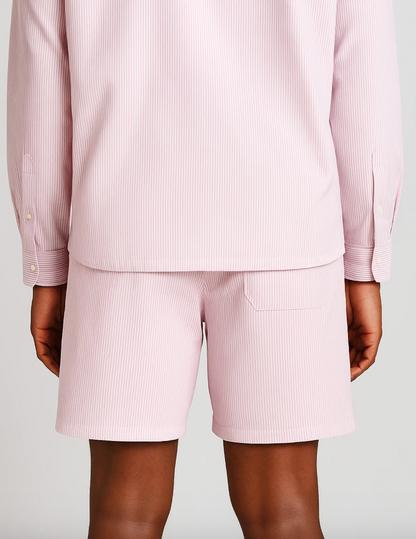 DRT STRIPED SHORT WHITE AND PINK - FRONT OF