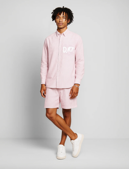 DRT STRIPED SHORT WHITE AND PINK - FRONT OF