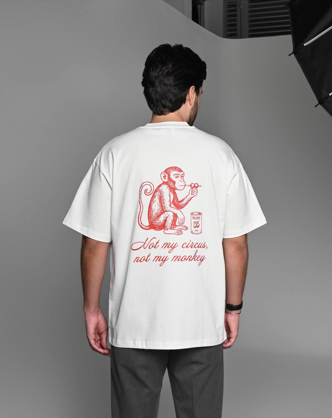 MONKEY WHITE T-SHIRT - FRONT OF