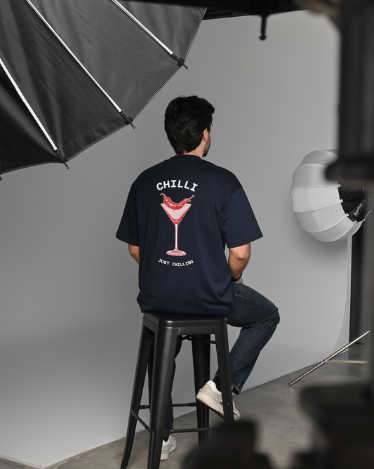 SPICY MARTINI OVERSIZE NAVY T-SHIRT - FRONT OF