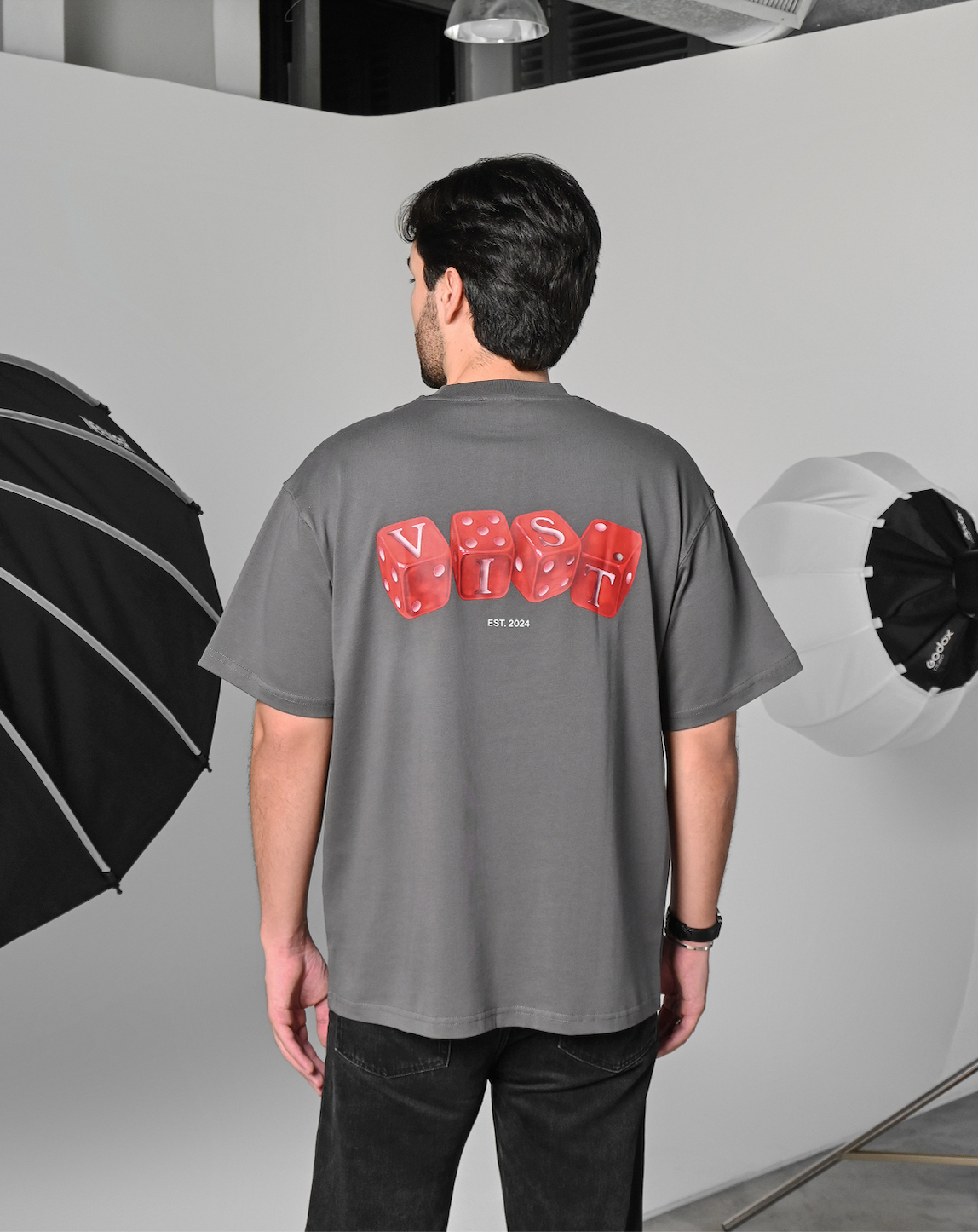 RED DICES GRIS T-SHIRT - FORNT OF