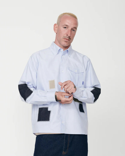 CAMISA SASHIKO WANF PATCH BLUE - FRONT OF