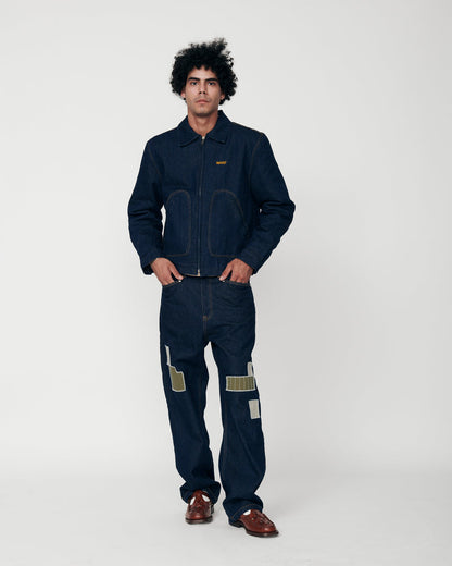 PANTALONES SASHIKO WANF DENIM - FRONT OF
