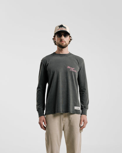 LONG SLEEVE REGULAR FIT T-SHIRT VINTAGE GREY - FRONT OF