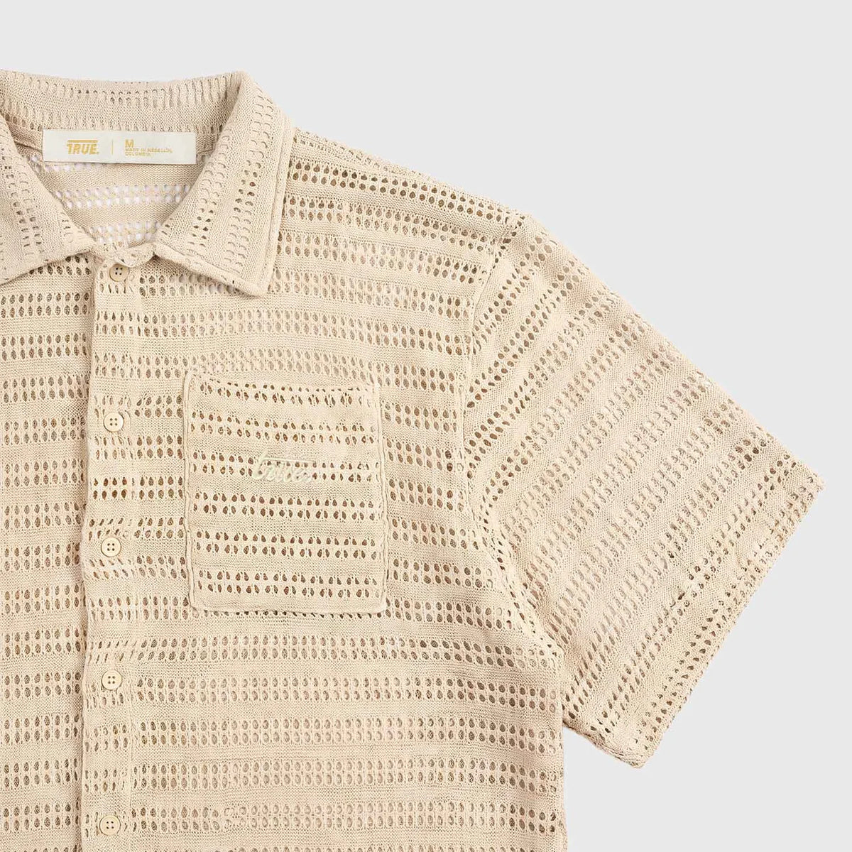 TEXTURED BOXY SHIRT CAMEL - FRONT OF