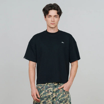 TEXTURED BOXY TEE BLACK - FRONT OF