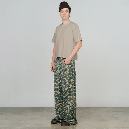 TEXTURED BOXY TEE SAND - FRONT OF