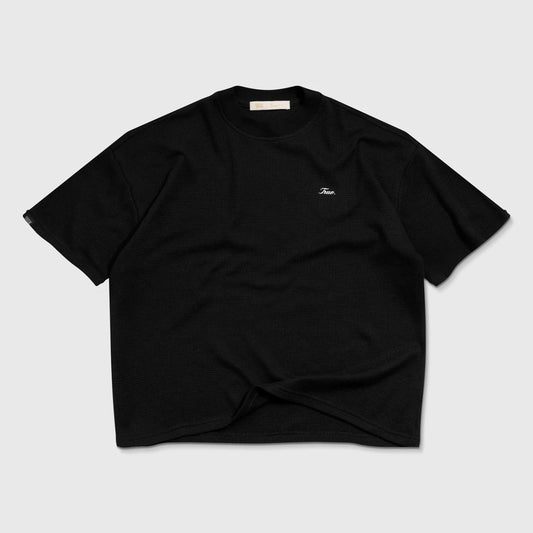 TEXTURED BOXY TEE BLACK - FRONT OF
