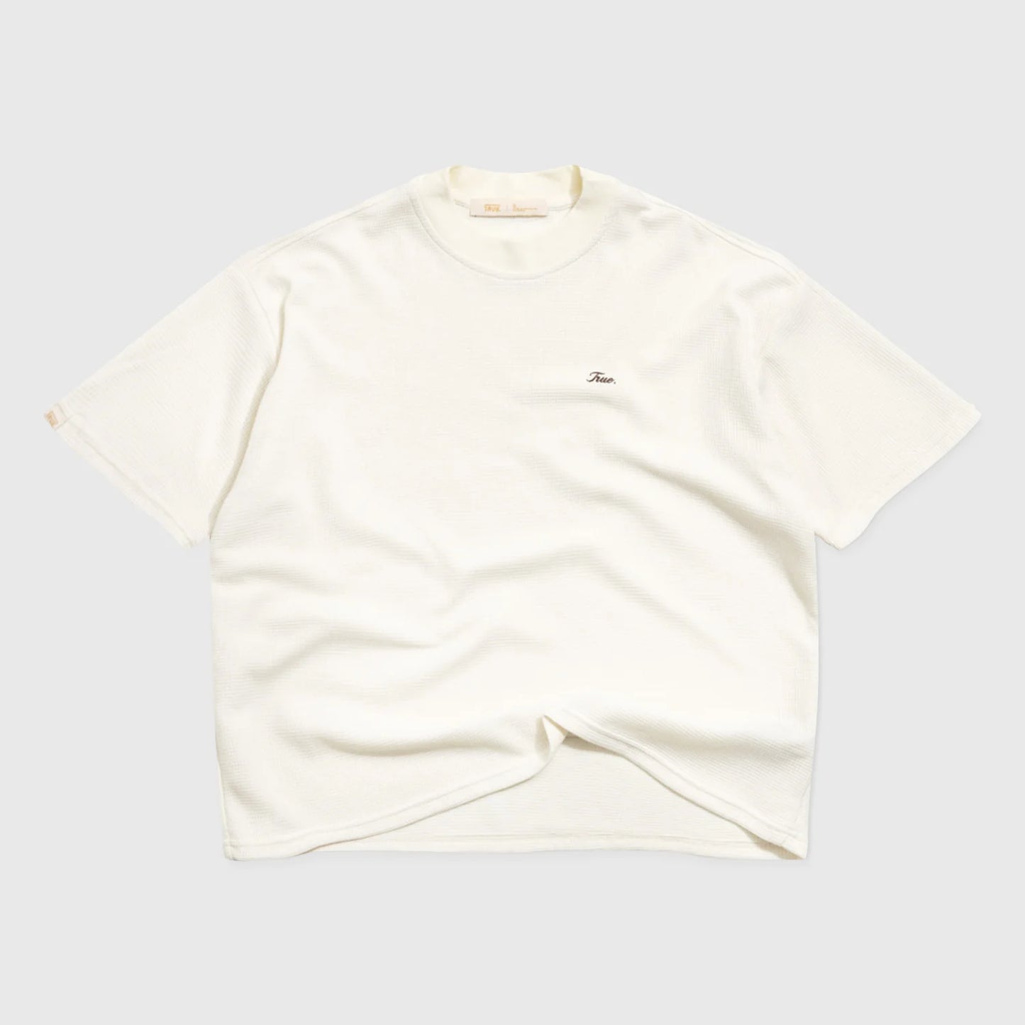 TEXTURED BOXY TEE CREAM - FRONT OF