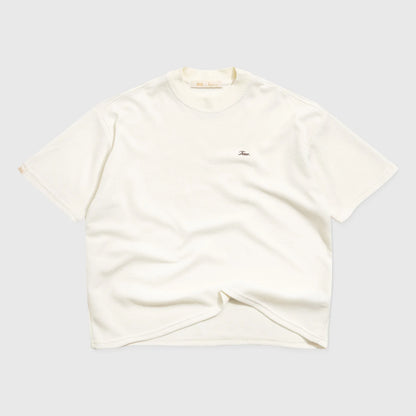 TEXTURED BOXY TEE CREAM - FRONT OF