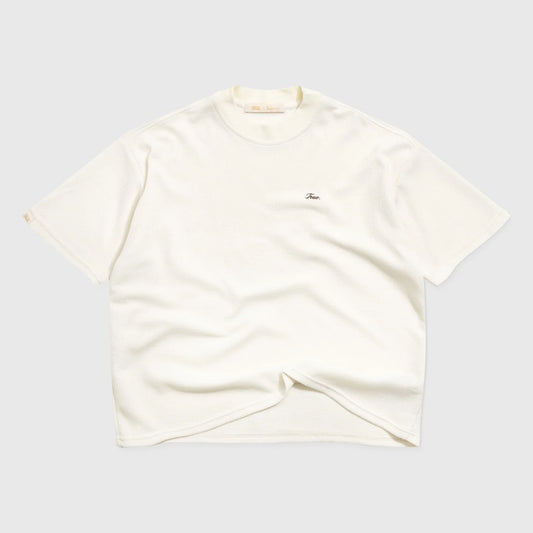 TEXTURED BOXY TEE CREAM - FRONT OF