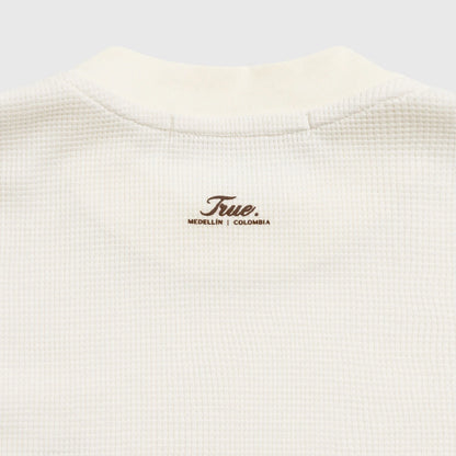 TEXTURED BOXY TEE CREAM - FRONT OF