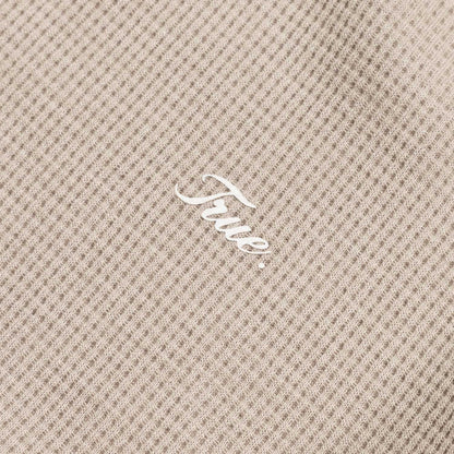 TEXTURED BOXY TEE SAND - FRONT OF