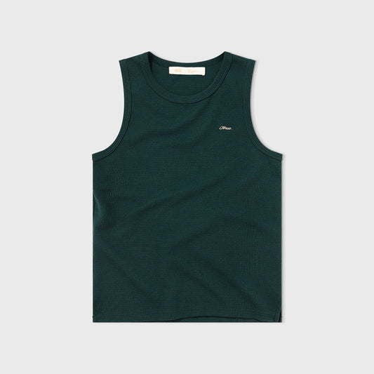 TEXTURED SLEEVELESS T-SHIRT PINE GREEN - FRONT OF