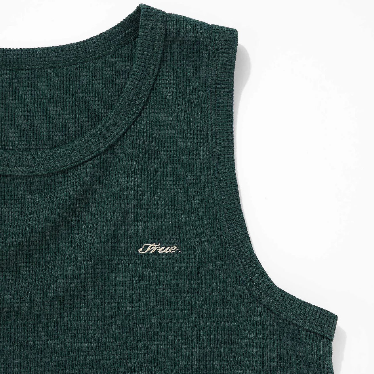 TEXTURED SLEEVELESS T-SHIRT PINE GREEN - FRONT OF