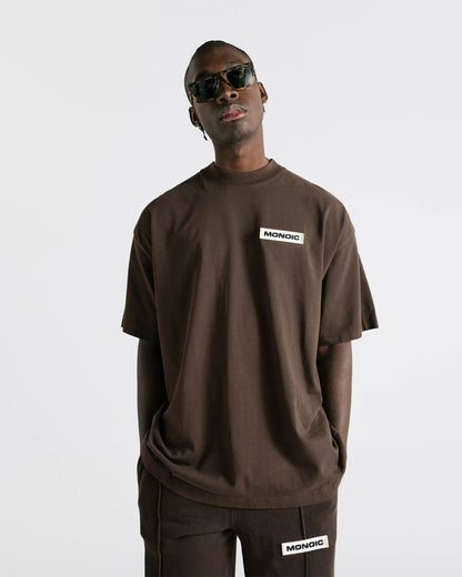 BASIC OVERSIZED T-SHIRT BROWN - FRONT OF