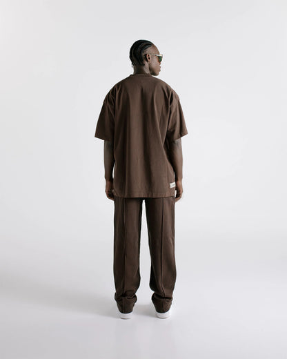 BASIC OVERSIZED T-SHIRT BROWN - FRONT OF