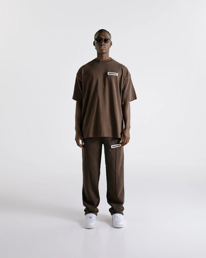 BASIC OVERSIZED T-SHIRT BROWN - FRONT OF