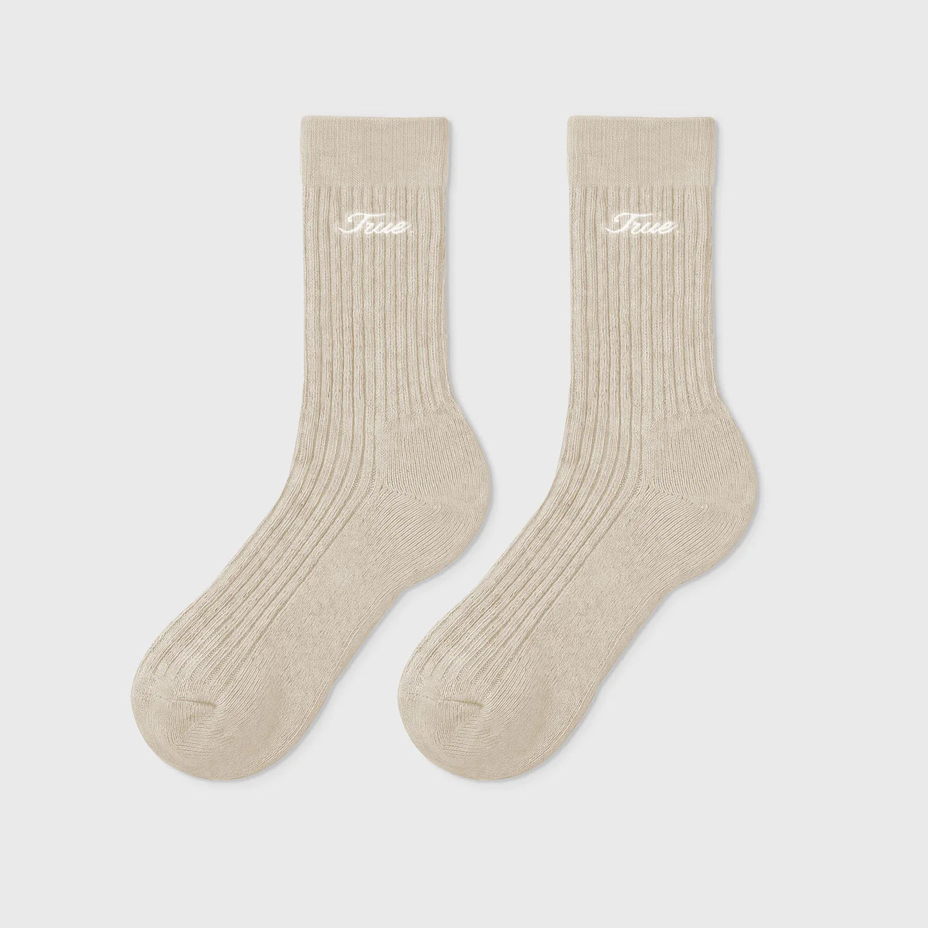 TRUE RIBBED SOCKS CAMEL - FRONT OF