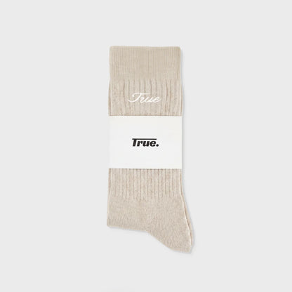 TRUE RIBBED SOCKS CAMEL - FRONT OF