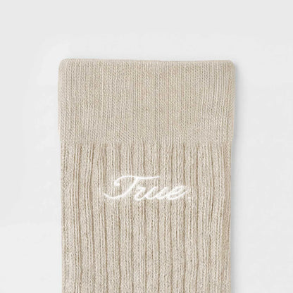 TRUE RIBBED SOCKS CAMEL - FRONT OF
