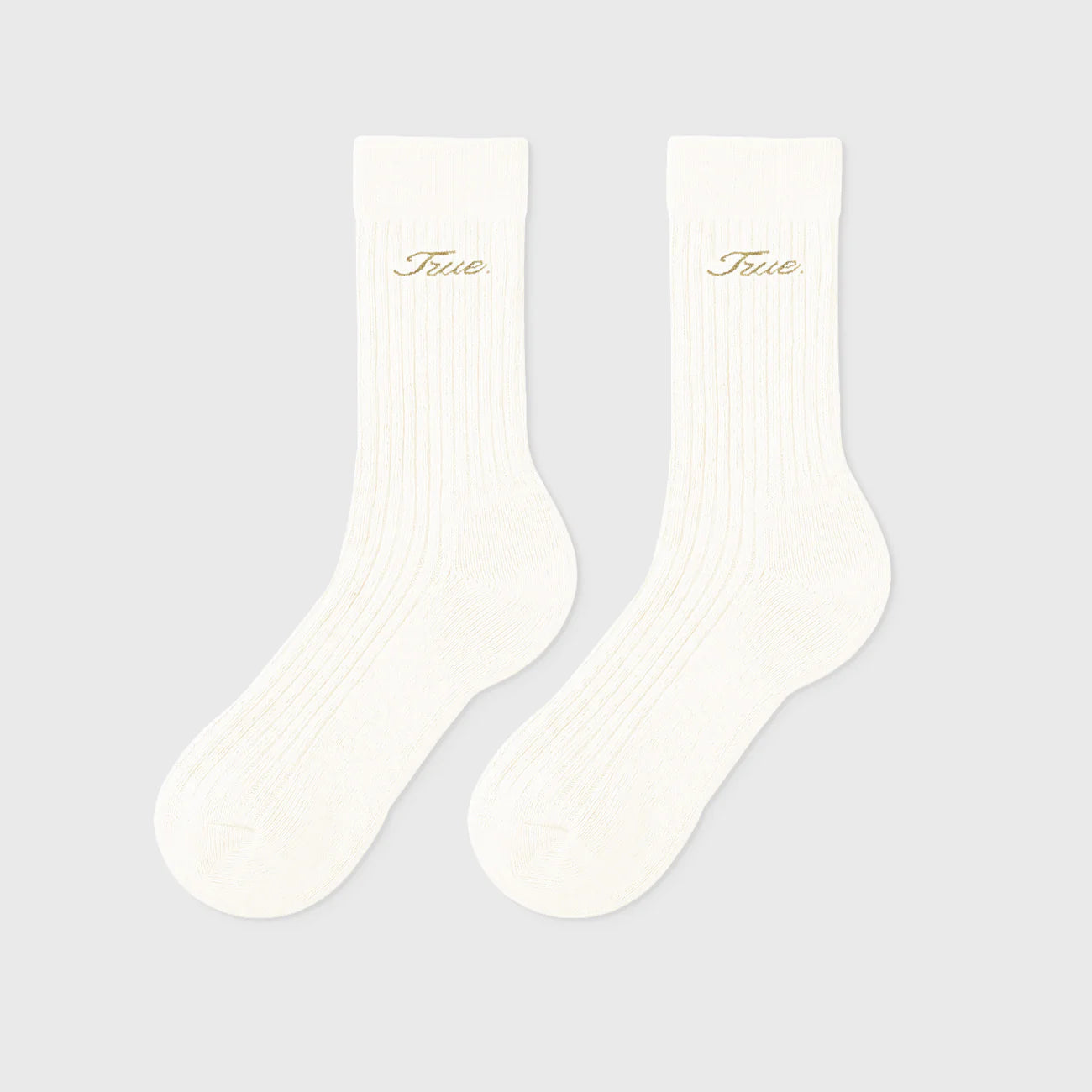 TRUE RIBBED SOCKS CREAM - FRONT OF