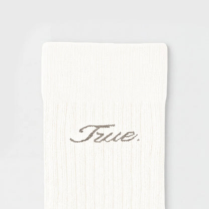 TRUE RIBBED SOCKS CREAM - FRONT OF