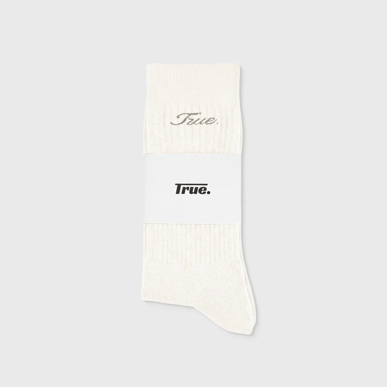 TRUE RIBBED SOCKS CREAM - FRONT OF