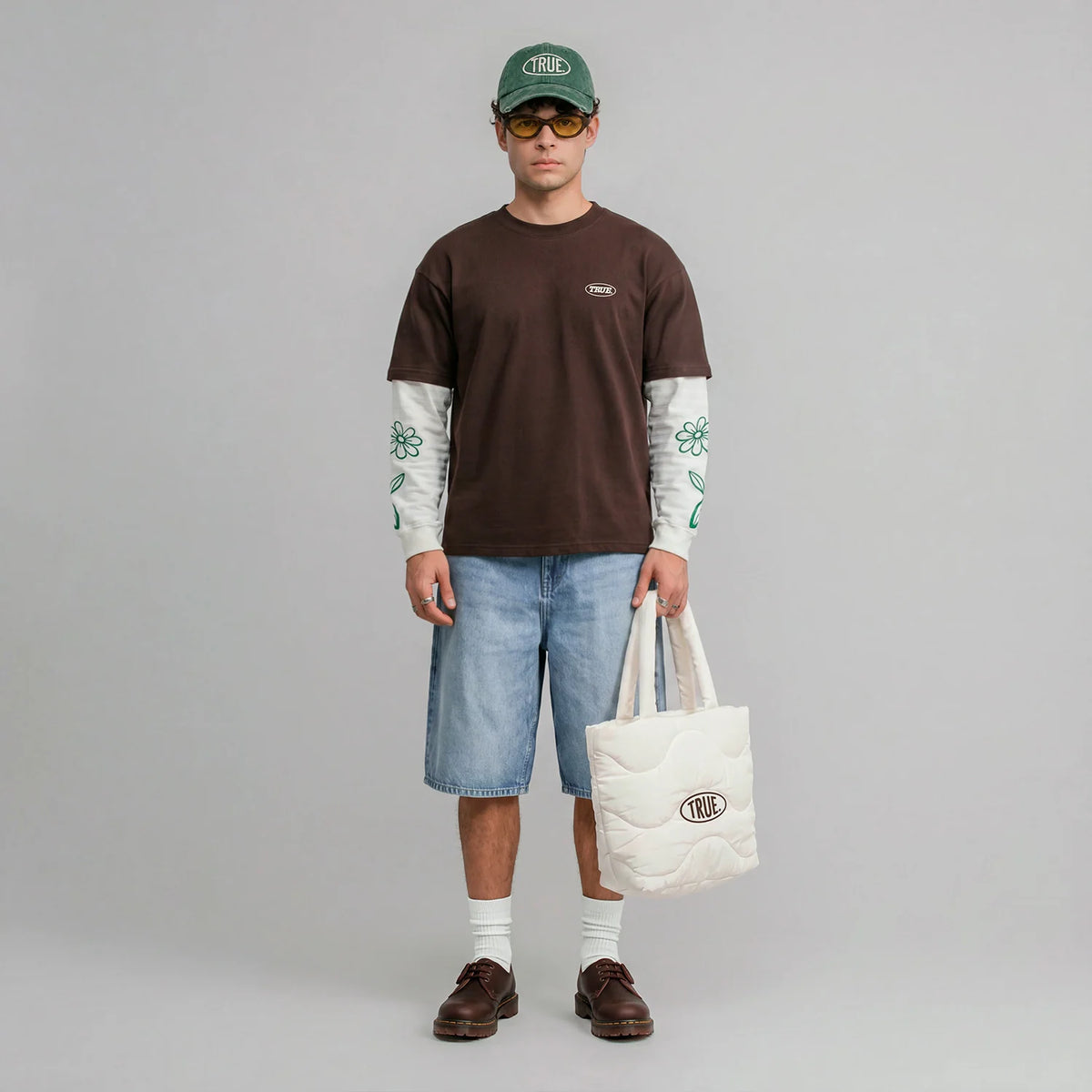 TRUE WAY BOXY LONG SLEEVE BROWN - FRONT OF