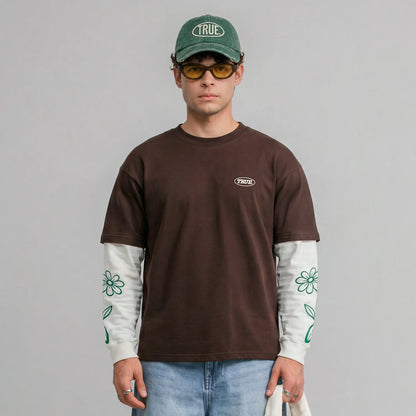 TRUE WAY BOXY LONG SLEEVE BROWN - FRONT OF
