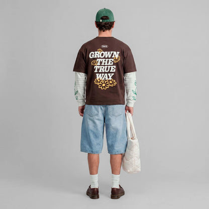 TRUE WAY BOXY LONG SLEEVE BROWN - FRONT OF