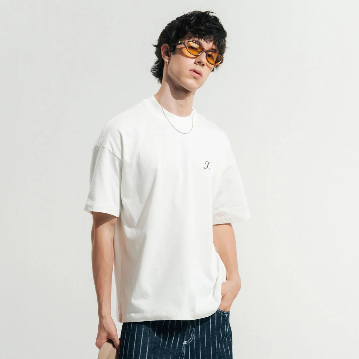 TRUE WAY LOOSE FIT T-SHIRT CREAM - FRONT OF